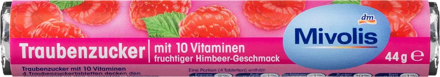 Dextrose Tablets, Raspberry with 10 Vitamins