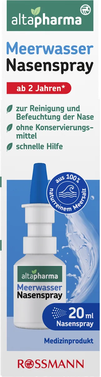 Sea Water Nasal Spray, 100% naturreines Sea Salt, without Konservierungsstoffe, from 2 Jahren