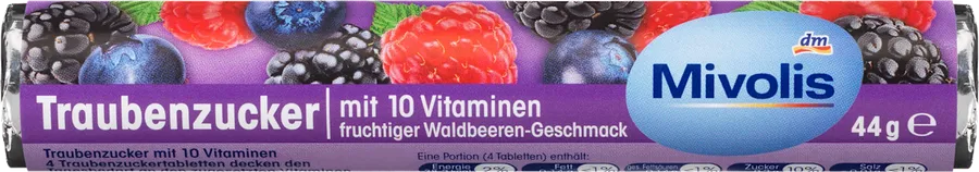 Dextrose Tablets, Forest Berry with 10 Vitamins